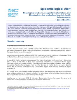 Epidemiological Alert of 1 December 2015