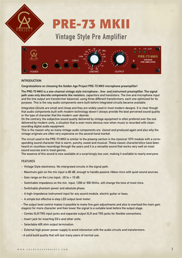 PRE-73 MKII Vintage Style Pre Amplifier