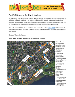 Art Walk Routes in the City of Madison