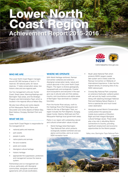 Lower North Coast Region Achievement Report 2015-2016 J Spencer