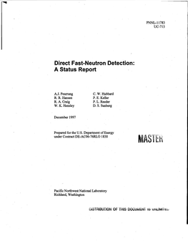Direct Fast-Neutron Detection: a Status Report