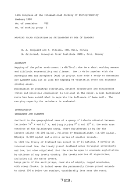 14Th Congress of the International Society of Photogrammetry Hamburg 1980 No