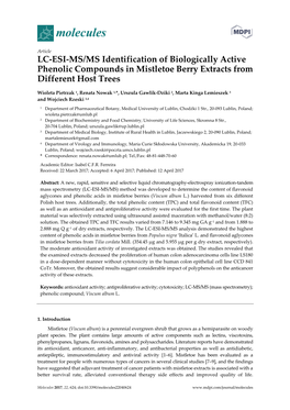 LC-ESI-MS/MS Identification of Biologically Active Phenolic Compounds in Mistletoe Berry Extracts from Different Host Trees