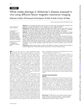 White Matter Damage in Alzheimer's Disease Assessed in Vivo Using