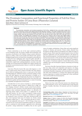 The Proximate Composition and Functional Properties of Full-Fat