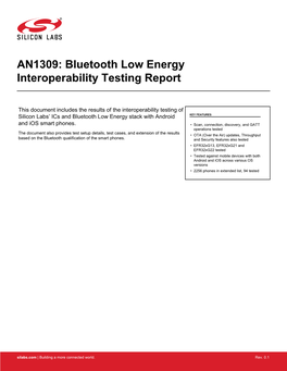Bluetooth Low Energy Interoperability Testing Report