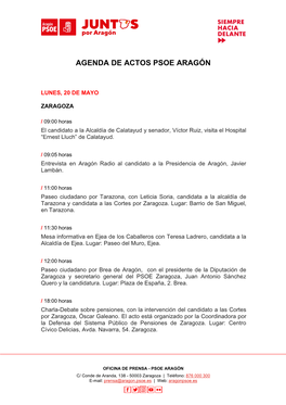 Agenda De Actos Psoe Aragón