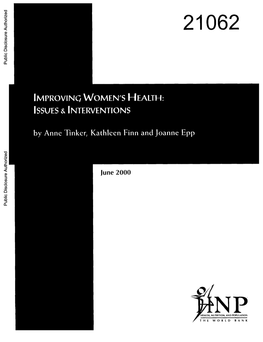 Improvinc Women's Health: Issues & Interventions