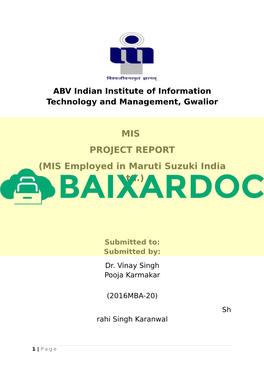 Maruti Suzuki Mis Report