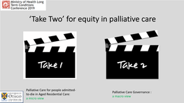 Palliative Care for People Admitted- To-Die in Aged Residential Care