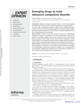 Emerging Drugs to Treat Obsessive–Compulsive Disorder