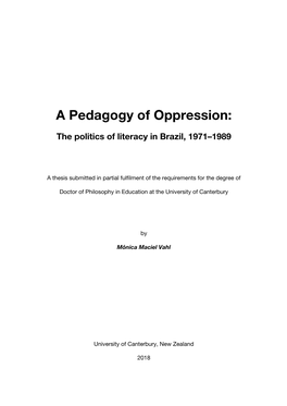 A Pedagogy of Oppression