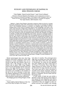 Ecology and Physiology of Fasting in King Penguin Chicks