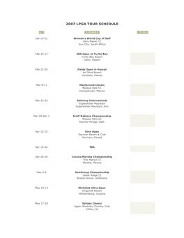 2007 Lpga Tour Schedule