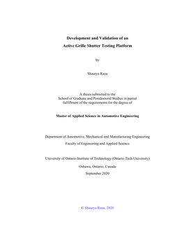 Development and Validation of an Active Grille Shutter Testing Platform