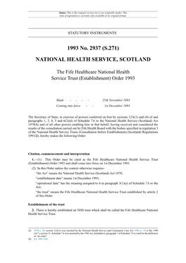 The Fife Healthcare National Health Service Trust (Establishment) Order 1993