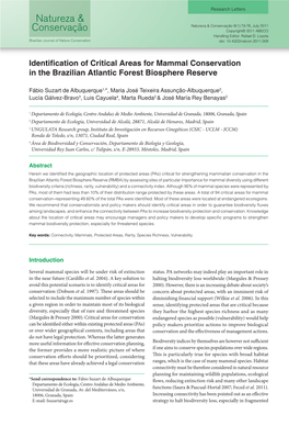 Identification of Critical Areas for Mammal Conservation in the Brazilian Atlantic Forest Biosphere Reserve