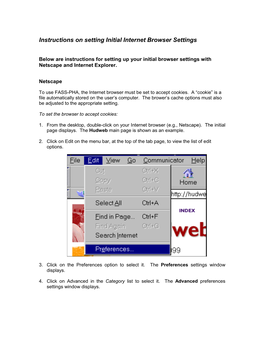 Instructions on Setting Initial Internet Browser Settings