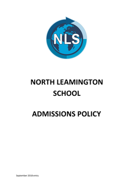 North Leamington School Admissions Policy