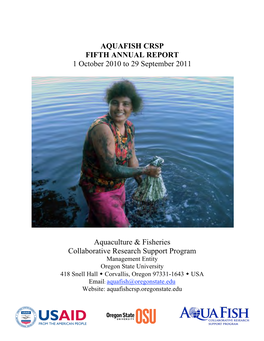 AQUAFISH CRSP FIFTH ANNUAL REPORT 1 October 2010 to 29 September 2011