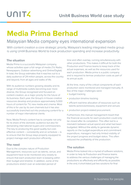 Media Prima Berhad. Malaysian Media Company Eyes International