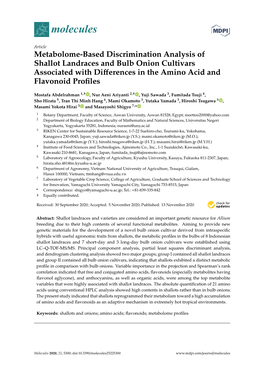 Metabolome-Based Discrimination Analysis of Shallot Landraces and Bulb Onion Cultivars Associated with Diﬀerences in the Amino Acid and Flavonoid Proﬁles