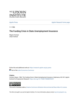 The Funding Crisis in State Unemployment Insurance