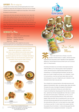 Dim Sum Menu