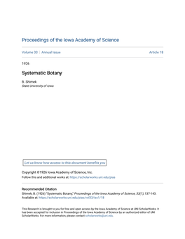 Systematic Botany