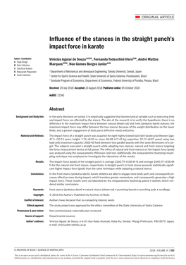 Influence of the Stances in the Straight Punch's Impact Force in Karate