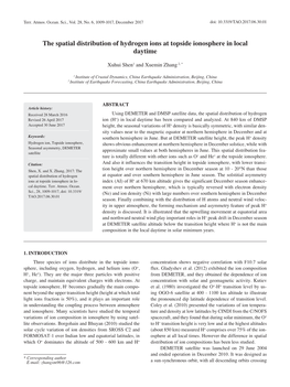 The Spatial Distribution of Hydrogen Ions at Topside Ionosphere in Local Daytime