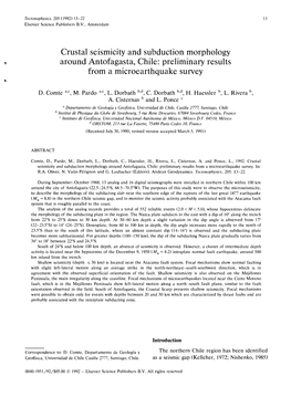 Crustal Seismicity and Subduction Morphology Around Antofagasta, Chile: Preliminary Results from a Microearthquake Survey