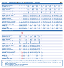 Barnsley • Meadowhall • Sheffield • Chesterfield • Matlock X17 MONDAY to FRIDAY Barnsley, Interchange, Stand 1