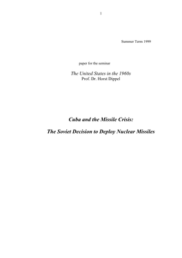 Cuba and the Missile Crisis