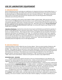 Use of Laboratory Equipement