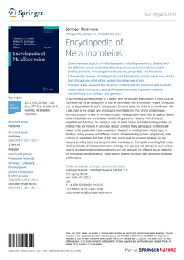 Encyclopedia of Metalloproteins