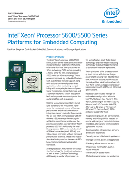 Intel Xeon Processor 5600/5500 Series Platforms for Embedded