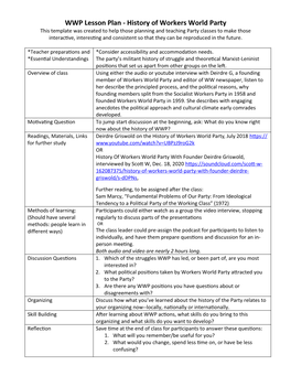 WWP Lesson Plan