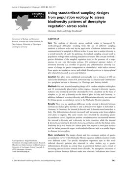 Using Standardized Sampling Designs from Population Ecology to Assess