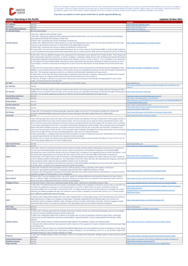 Airlines Operating in the Pacific Updated 18 May 2021 Company Restrictions Website Air Caledonie See Link