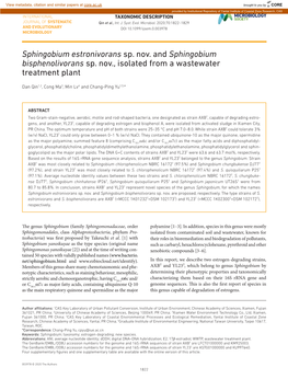 Sphingobium Bisphenolivorans Sp