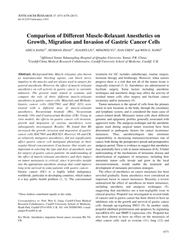 Comparison of Different Muscle-Relaxant Anesthetics On