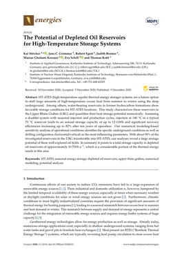 The Potential of Depleted Oil Reservoirs for High-Temperature Storage Systems