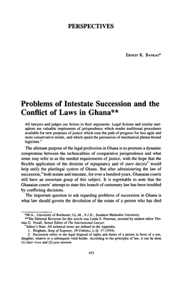 Problems of Intesttate Succession and the Conflict of Laws in Ghana