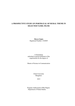 A Prospective Study on Portrayal of Rural Theme in Selected Tamil Films