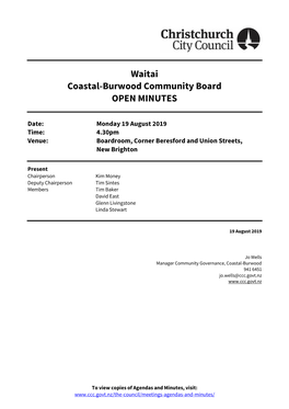 Minutes of Waitai/Coastal-Burwood Community Board