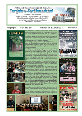 2 Nr. 01/2014 Amtliches Bekanntmachungsblatt Des Amtes Torgelow-Ferdinandshof