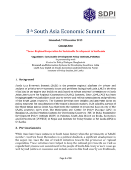 8Th South Asia Economic Summit
