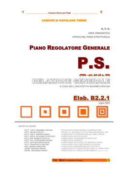 Relazione Generale a Cura Dell’Architetto Massimo Ventani