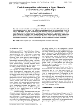 Floristic Composition and Diversity in Upper Manaslu Conservation Area, Central Nepal